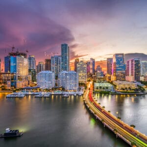 Miami, Florida, USA downtown city skyline.